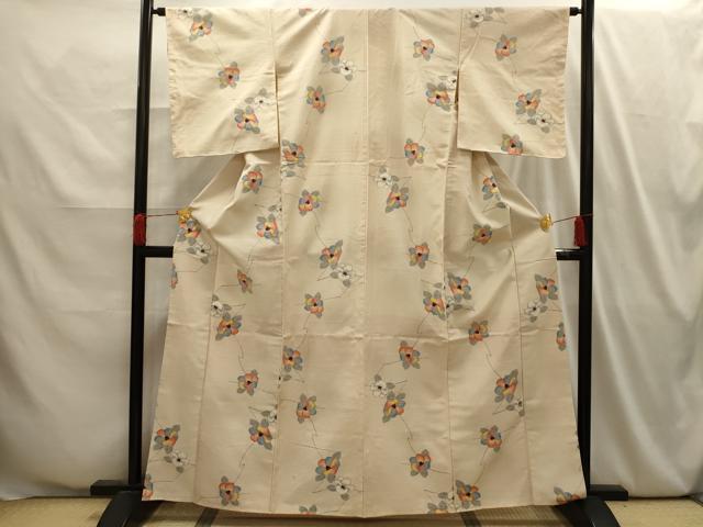 平和屋着物■上質な紬　枝花文　正絹　逸品　AABI4045sx