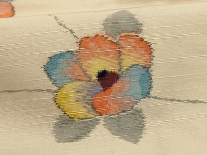 平和屋着物■上質な紬　枝花文　正絹　逸品　AABI4045sx