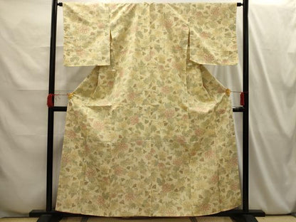 平和屋着物■上質な紬　草花文　正絹　逸品　AABI4046sx