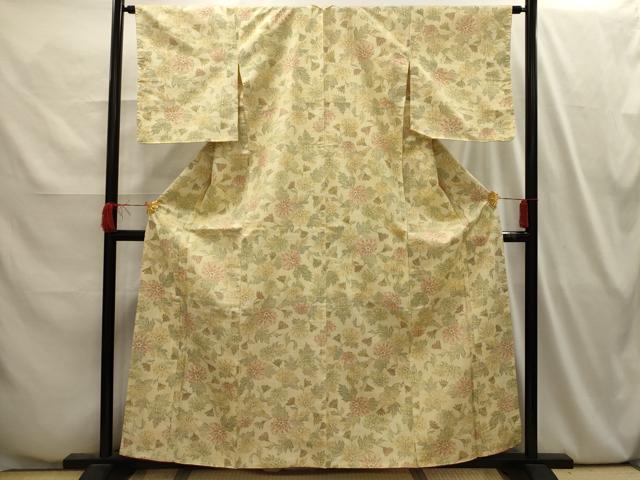 平和屋着物■上質な紬　草花文　正絹　逸品　AABI4046sx