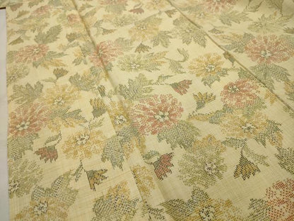 平和屋着物■上質な紬　草花文　正絹　逸品　AABI4046sx