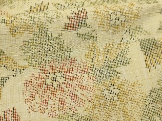 平和屋着物■上質な紬　草花文　正絹　逸品　AABI4046sx