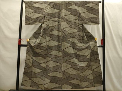 平和屋着物■上質な紬　幾何学文様　正絹　逸品　AABI4047sx