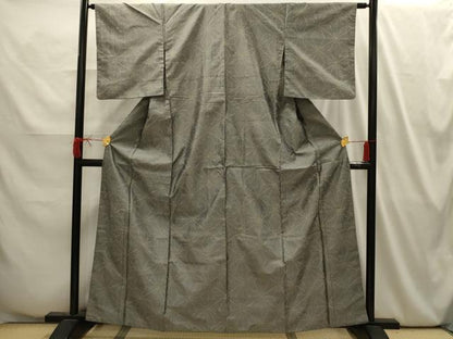 平和屋着物■上質な紬　麻の葉文様　正絹　逸品　AABI4049sx
