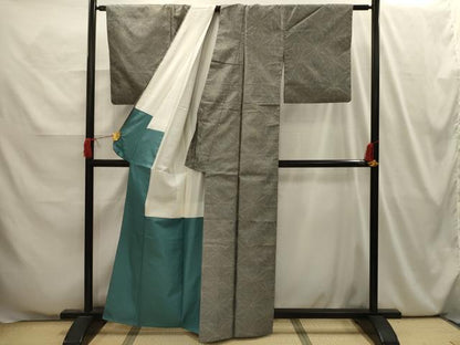 平和屋着物■上質な紬　麻の葉文様　正絹　逸品　AABI4049sx