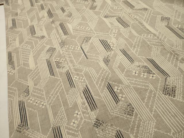 平和屋着物■上質な紬　幾何学文様　正絹　逸品　AABI4050sx