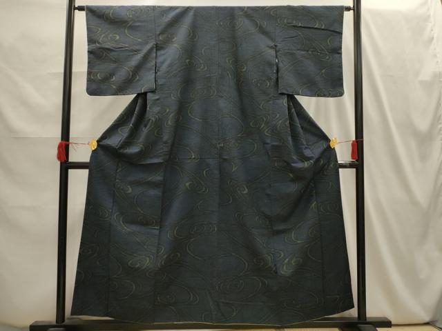 平和屋着物■上質な紬　流水文　正絹　逸品　AABI4051sx
