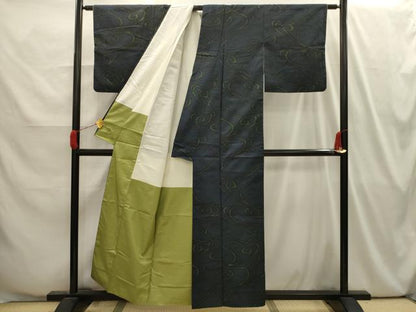 平和屋着物■上質な紬　流水文　正絹　逸品　AABI4051sx