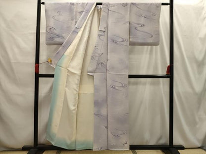 平和屋着物■上質な小紋　地紋起こし　流水文　暈し染め　正絹　逸品　AABI4061sx
