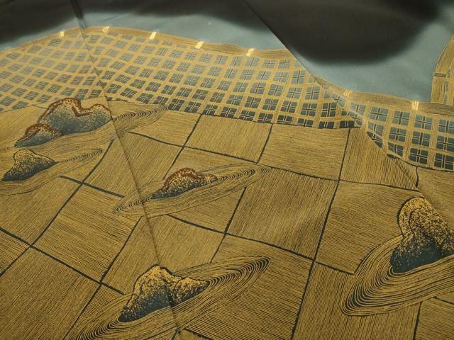 平和屋着物■中国三大刺繍　相良刺繍　黒留袖　枯山水　暈し染め　金糸　金彩　正絹　逸品　AABI4063sx