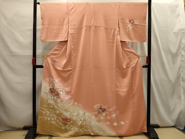 平和屋着物■訪問着　扇面花文　暈し染め　金彩　正絹　逸品　AABI4067sx