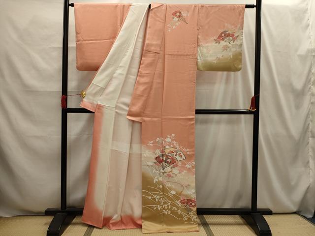 平和屋着物■訪問着　扇面花文　暈し染め　金彩　正絹　逸品　AABI4067sx