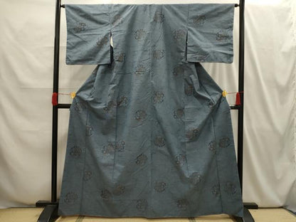 平和屋着物■上質な紬　雪輪花文　正絹　逸品　AABI4068sx