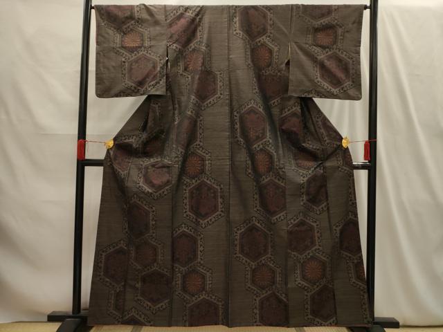 平和屋着物■本場大島紬　菊桐亀甲文　正絹　逸品　AABI4071sx