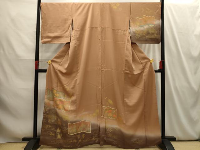 平和屋着物■訪問着　刺繍　群れ鶴花屏風文　暈し染め　金彩　正絹　逸品　AABI4072sx