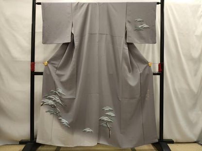 平和屋着物■訪問着　作家物　風景文　松　暈し染め　正絹　逸品　AABI4074sx