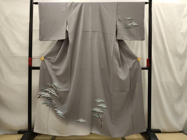 平和屋着物■訪問着　作家物　風景文　松　暈し染め　正絹　逸品　AABI4074sx