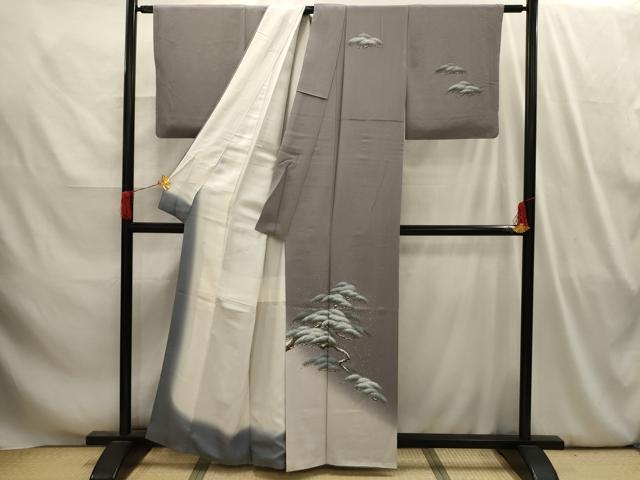 平和屋着物■訪問着　作家物　風景文　松　暈し染め　正絹　逸品　AABI4074sx