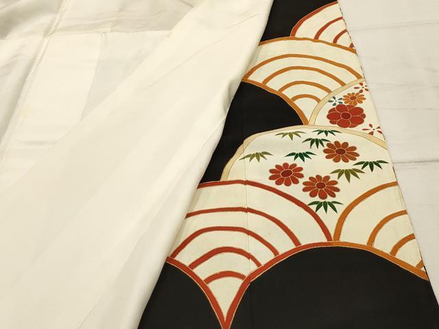 平和屋着物■豪華黒留袖　駒刺繍　花宝尽くし青海波　金彩　正絹　逸品　AABI4076sx