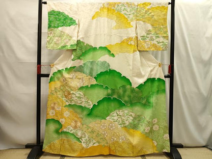 平和屋着物■訪問着　駒刺繍　松竹梅雪輪飛鶴宝尽くし　金彩　正絹　逸品　AABI4088sx