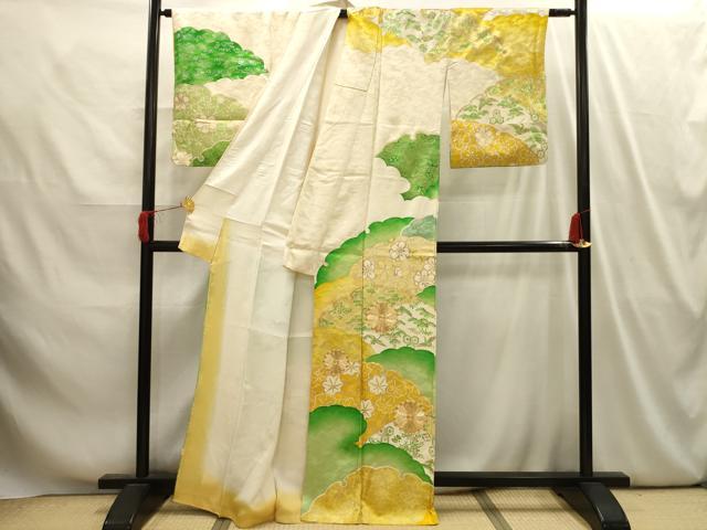 平和屋着物■訪問着　駒刺繍　松竹梅雪輪飛鶴宝尽くし　金彩　正絹　逸品　AABI4088sx