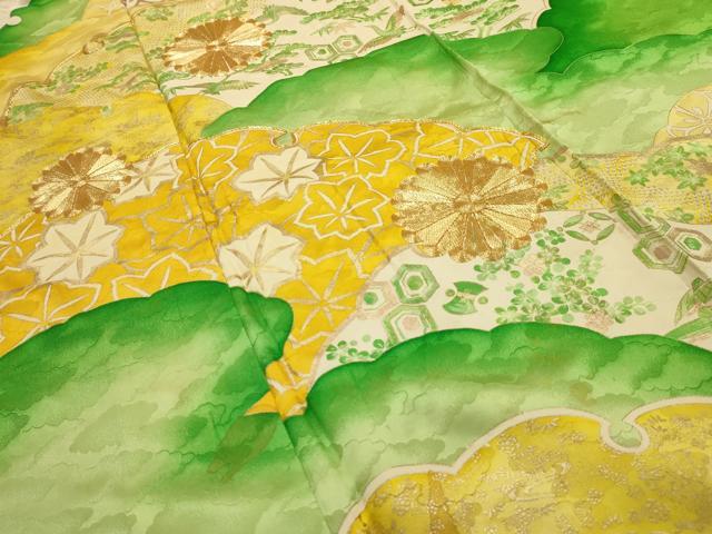 平和屋着物■訪問着　駒刺繍　松竹梅雪輪飛鶴宝尽くし　金彩　正絹　逸品　AABI4088sx