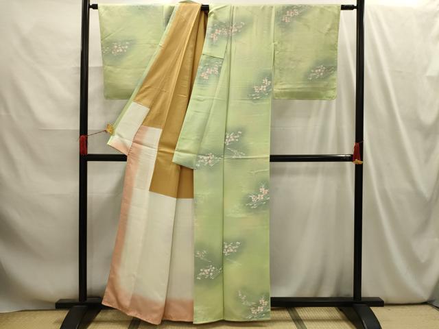 平和屋着物■上質な小紋　地紋起こし　花筏文　暈し染め　正絹　逸品　AABI4092sx