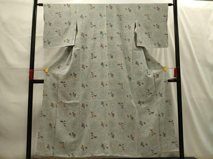 平和屋着物■上質な小紋　型染め　草花文　正絹　逸品　AABI4094sx