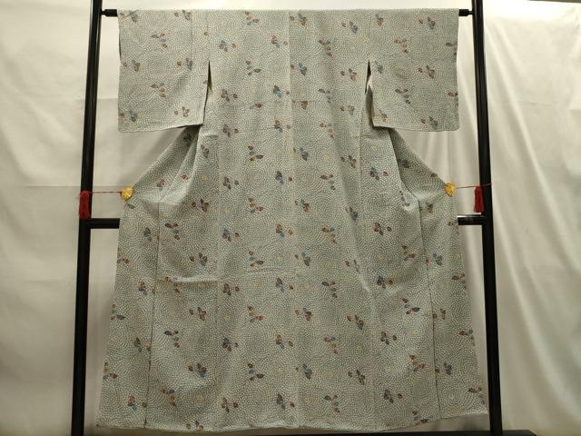 平和屋着物■上質な小紋　型染め　草花文　正絹　逸品　AABI4094sx