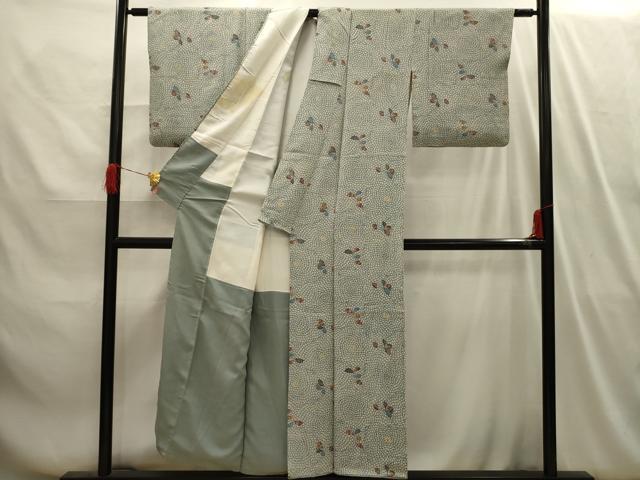 平和屋着物■上質な小紋　型染め　草花文　正絹　逸品　AABI4094sx