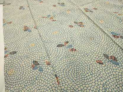 平和屋着物■上質な小紋　型染め　草花文　正絹　逸品　AABI4094sx