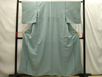 平和屋着物■上質な色無地　草花地紋　千草色　正絹　逸品　AABI4103sx