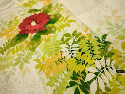平和屋着物■訪問着　手描き　椿　正絹　逸品　AABI4104sx