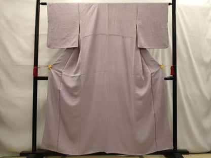 平和屋着物■上質な色無地　紗綾形地紋　薄柿色　正絹　逸品　AABI4105sx