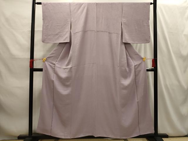 平和屋着物■上質な色無地　紗綾形地紋　薄柿色　正絹　逸品　AABI4105sx