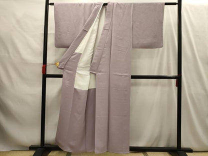 平和屋着物■上質な色無地　紗綾形地紋　薄柿色　正絹　逸品　AABI4105sx