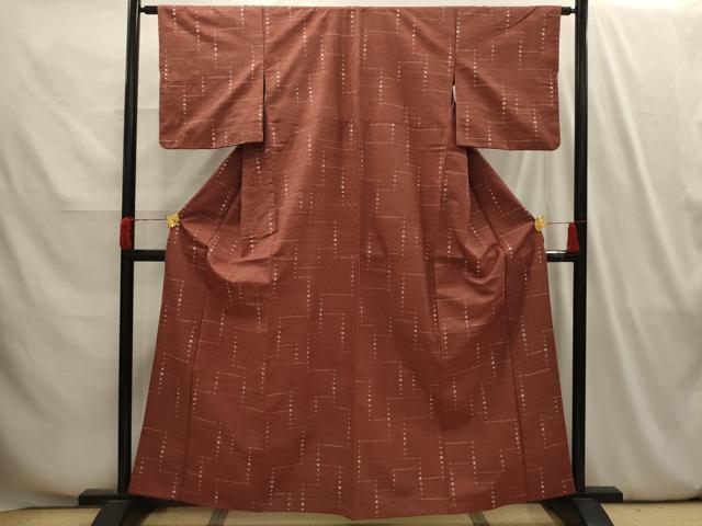 平和屋着物■上質な紬　変わり格子　正絹　逸品　AABI4106sx