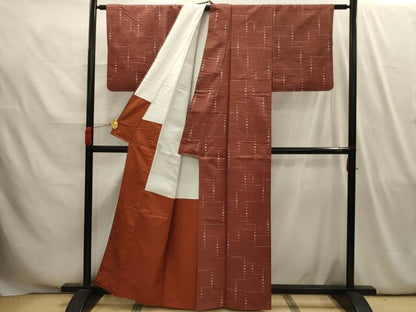 平和屋着物■上質な紬　変わり格子　正絹　逸品　AABI4106sx