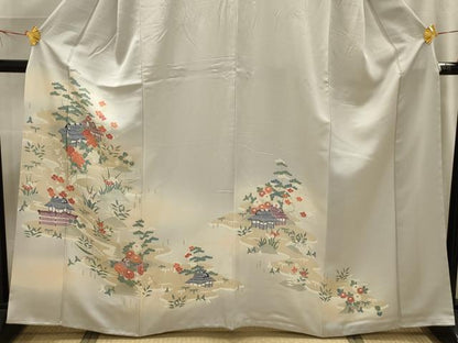 平和屋着物■訪問着　松竹梅風景文　暈し染め　正絹　逸品　AABI4107sx