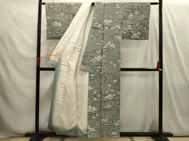 平和屋着物■上質な小紋　絞り　風景文　正絹　逸品　AABI4108sx