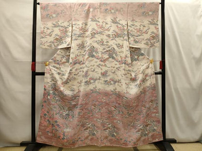 平和屋着物■訪問着　松竹梅風景文　暈し染め　正絹　逸品　AABI4113sx