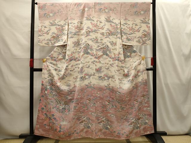 平和屋着物■訪問着　松竹梅風景文　暈し染め　正絹　逸品　AABI4113sx