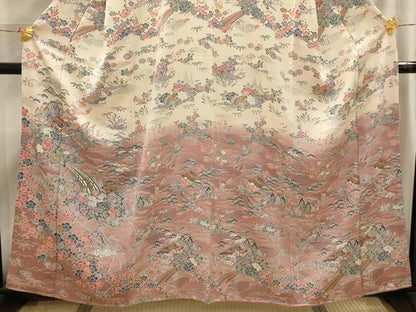平和屋着物■訪問着　松竹梅風景文　暈し染め　正絹　逸品　AABI4113sx