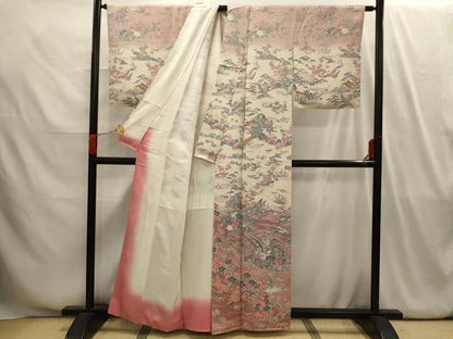 平和屋着物■訪問着　松竹梅風景文　暈し染め　正絹　逸品　AABI4113sx