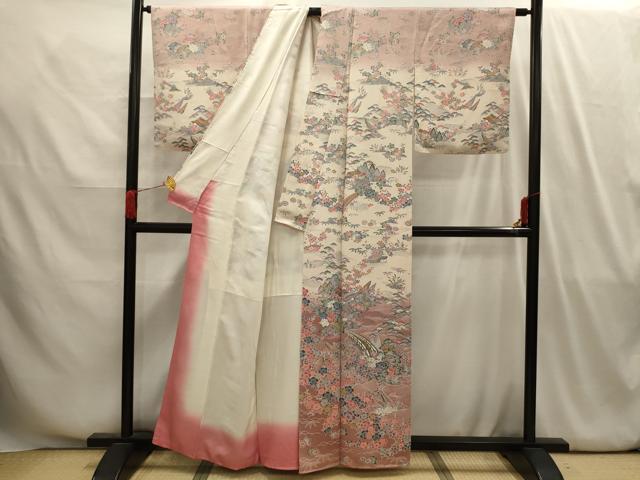 平和屋着物■訪問着　松竹梅風景文　暈し染め　正絹　逸品　AABI4113sx