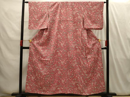 平和屋着物■上質な小紋　流水鴛鴦花文　正絹　逸品　未使用　AABI4114sx