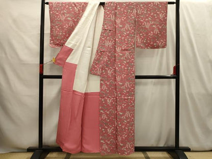 平和屋着物■上質な小紋　流水鴛鴦花文　正絹　逸品　未使用　AABI4114sx