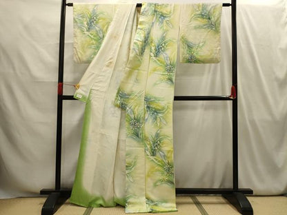 平和屋着物■上質な小紋　草花文　ろうけつ染　暈し染め　正絹　逸品　AABI4115sx