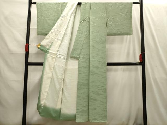 平和屋着物■上質な色無地　霞地紋　裏葉柳色　正絹　逸品　AABI4117sx