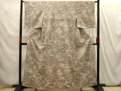 平和屋着物■上質な小紋　花風景文　金彩　正絹　逸品　AABI4118sx